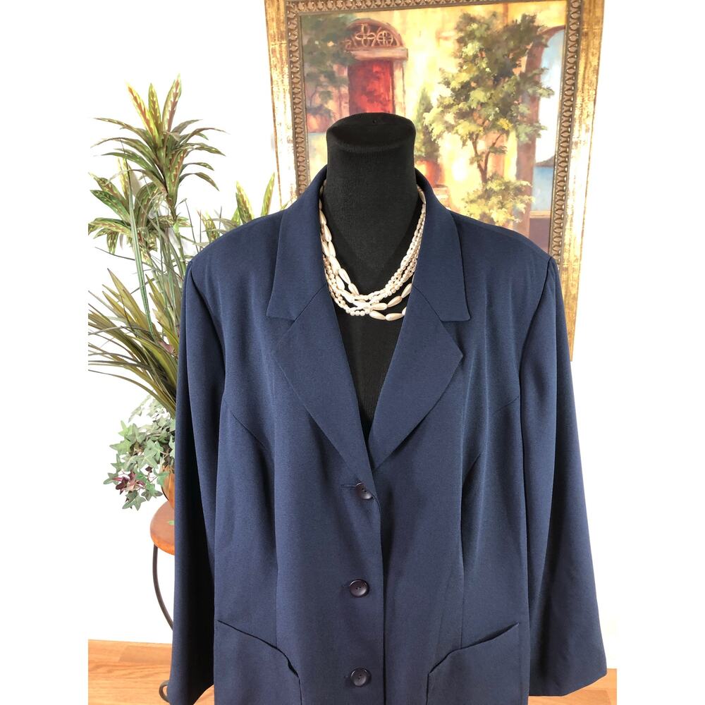 Sag harbor Women Plus 22W Jacket Navy Blue Lapel Notch Collar 3 Button Closure
